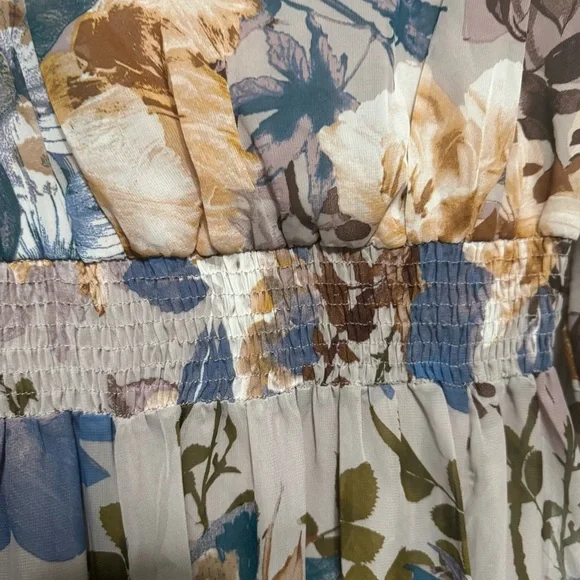 Chic Floral Midi Dress with V-Neck - Picture 7 of 12